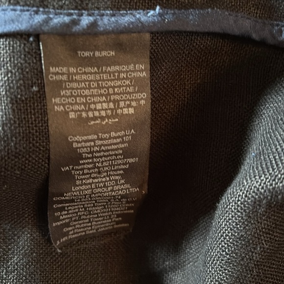 Tory Burch Striped Blue and Black Pants- size 8 - 100% linen - pockets - Picture 5 of 7